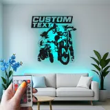 Custom Motocross Rider Led Light Metal Wall Art Personalized Gift for Dirt Bike Enthusiasts Garage or Man Cave Decor 2