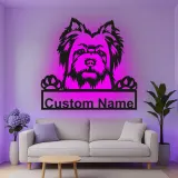 Custom Yorkshire Terrier Led Light Metal Wall Art Personalized Dog Lover Gift Living Room Pet Decor