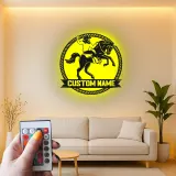 Custom Cowboy and Horse Led Light Metal Wall Art Western Gift for Ranch Lovers Rustic Home Decor