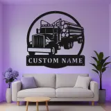 Personalisierte Logging Truck Metallschild | LED Wandkunst | Geschenk für Trucker | Männerhöhlen & Garagen Dekor