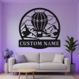 Insegna a forma di mongolfiera personalizzata | Arte in metallo LED per nursery | Decorazione avventurosa con nome personalizzato | Regalo per amante dei viaggi