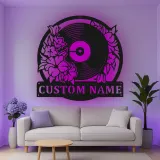 Insegna in metallo LED a forma di disco in vinile personalizzata, regalo per amanti della musica, decorazione per studio 2