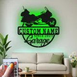 Personalized Motorcycle Garage Sign | LED Metal Wall Art for Man Cave | Custom Biker Dad Gift | Cruiser Bike Decor