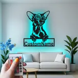 Custom Oriental Shorthair Cat Led Light Metal Wall Art Personalized Cat Lover Gift Bedroom Pet Decor