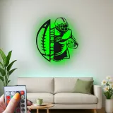 Cartel metálico personalizado de jugador de fútbol americano | Decoración deportiva con LED para habitación juvenil | Decoración mural con nombre a medida para regalo de deportista