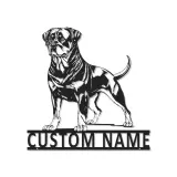 Rottweiler Custom Name Metal Sign | LED Light Pet Portrait Wall Art | Dog Lover Memorial Gift