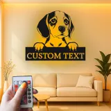 Arte murale LED in metallo personalizzata con beagle | Insegna con silhouette di cucciolo personalizzata | Decorazione luminosa premium regalo per amanti dei cani