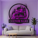 Décoration murale en métal personnalisée avec éclairage LED - Scène de pêche et de chasse