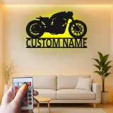 Insegna in metallo LED personalizzata per motociclette - Regalo per motociclisti, decorazione per garage o man cave 4