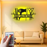 Custom LED Hair Salon Sign | Personalized Metal Wall Art for Stylists | Beauty & Barber Shop Decor