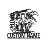 Custom Military Eagle Led Light Metal Wall Art Personalized Patriotic Gift for Veterans Man Cave or Office Decor