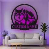 Custom Wolf Forest Scene Led Light Metal Wall Art Personalized Nature Lover Gift Rustic Cabin Decor
