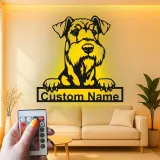 Personalisierte Schnauzer LED-Leuchte | Individuelle Metall-Wandkunst | Realistisches Haustierporträt-Dekor | Hinterleuchtetes Geschenk für Hundeliebhaber