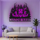 Cartel de metal LED de cazador de ciervos, regalo personalizado para cazadores, decoración rústica de cabaña