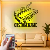 Personalisiertes Harmonica LED-Schild | Metall Musiker Wandkunst | Individuelle Musikzimmer Dekoration | Geschenk für Bluesliebhaber