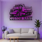 Cartel de metal LED personalizado de camión volquete regalo para entusiastas de camiones decoración de garaje o man cave 4