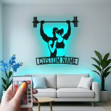 Panneau en métal personnalisé pour couple sportif | Décor LED personnalisé pour salle de sport à la maison | Décoration murale fitness, cadeau pour couple