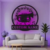 Insegna in metallo LED a forma di tromba personalizzata Regalo per musicisti Decorazione per stanze musicali per amanti della musica