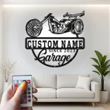 Custom Chopper Motorcycle LED Sign | Personalized Metal Garage Decor | Lighted Biker Wall Art | Unique Father's Day Gift