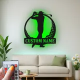 Insegna in metallo personalizzata per golfista con LED | Targa nome golf su misura | Decorazione murale per home bar e regalo per papà