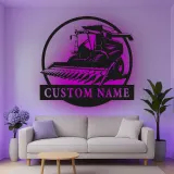Cartel de metal LED personalizado de cosechadora de cereales Regalo para agricultores Decoración rústica de granja 2