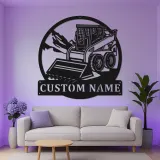Custom Skid Steer Loader Metal Sign | Personalized LED Wall Art | Construction Equipment Decor for Operator Gift | Heavy Machinery Man Cave