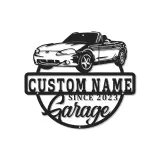 Décoration murale en métal personnalisée avec rétroéclairage LED pour voiture décapotable - Cadeau personnalisé pour les passionnés de voitures