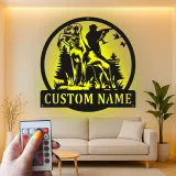 Insegna in metallo personalizzata per cani da caccia | Arte da parete LED Labrador Retriever | Regalo personalizzato per cacciatori per decorare la baita