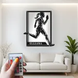 Custom Female Runner Led Light Metal Wall Art Personalized Athlete Gift Sports Room Decor for Running Enthusiasts