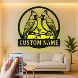 Personalisierte LED-Metall-Wandkunst mit Kardinalpaar – Geschenk für Vogelliebhaber, Naturdeko fürs Wohnzimmer