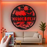 Personalized Pirate Ship Sign | Custom Name LED Metal Wall Art | Nautical Nursery Decor for Kids Room | Skull & Octopus Treasure Art