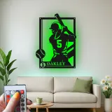 Décoration murale en métal personnalisée joueur de baseball avec rétroéclairage LED