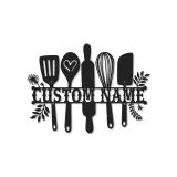 Custom Bakery Sign | LED Metal Kitchen Decor | Personalized Baking Utensils Wall Art | Unique Chef Gift
