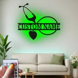 Insegna Stetoscopio Personalizzata | Arte Murale in Metallo LED per Ufficio Medico | Regalo Personalizzato per Infermiera | Decorazione Murale Sanitaria