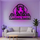 Cartel de metal LED personalizado de Dachshund, regalo para amantes de los perros, decoración para el salón 1