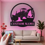 Cartel de metal LED personalizado de excavadora para regalo de entusiasta de la construcción