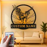 Décoration murale en métal LED Pégase | Enseigne de nom personnalisée pour nursery & chambre | Décor de cheval ailé mythique | Cadeau pour amateur de fantasy