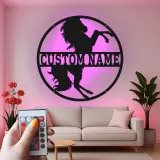 Plaque cheval en métal personnalisée | Décoration murale LED sur mesure pour grange et écurie | Cadeau équestre