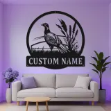 Pheasant Metal Wall Art | Custom Wildlife Sign with LED | Personalized Hunter Gift for Cabin Decor