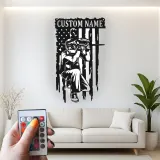 Panneau Personnalisé Joueur de Paintball | Décoration Murale en Métal Rétroéclairée avec Drapeau Américain | Décor de Salle de Jeu avec Nom Personnalisé | Cadeau pour Paintballeur