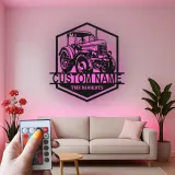 Insegna in metallo LED personalizzata a forma di trattore - Regalo per agricoltori, decorazione rustica per fattoria 2