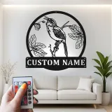 Personalisiertes LED-beleuchtetes Metall-Wandkunst mit Vogel und Zweig – Geschenk für Naturfreunde, Garten- oder Terrassendekor