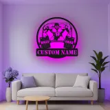 Insegna in metallo personalizzata con luce LED Bodybuilder regalo per appassionati di fitness decorazione per palestra