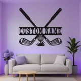 Enseigne de golf personnalisée avec LED | Décoration murale en métal sur mesure pour man cave | Plaque prénom golfeur | Déco club de golf