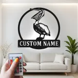 Custom Pelican Led Light Metal Wall Art Personalized Beach House Gift Coastal Decor for Living Room 1