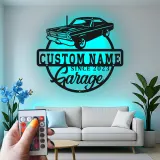 Custom Classic Car Led Light Metal Wall Art Personalized Garage Gift for Him Man Cave Decor 4
