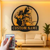 Décoration murale en métal LED personnalisée pour soudeur - Cadeau pour passionnés de soudage, décoration de garage ou d'atelier
