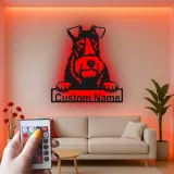 Cartel de metal LED de Schnauzer personalizado, regalo para amantes de los perros, decoración para el salón