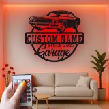 Personalisierte LED-Schild für klassische Autos | Individuelle Metall-Wandkunst für die Garage | Vintage Auto-Dekor Geschenk