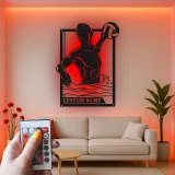 Custom Water Polo Player Led Light Metal Wall Art Personalized Sports Gift for Athletes Game Room Decor